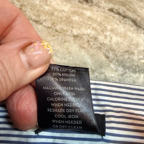 Ann Taylor Factory Signature 8P Navy White Pinstripe Petite Dress Pants - Picture 5 of 10